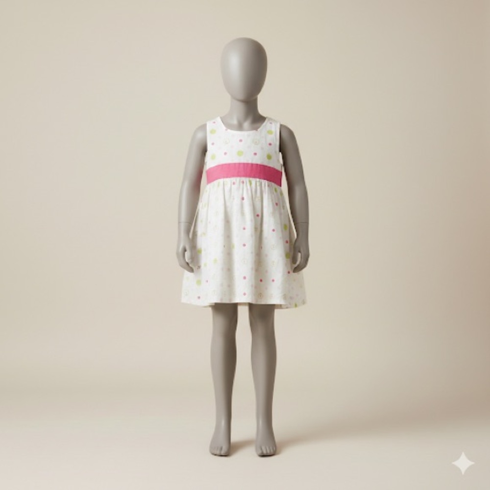 Adorable Pink and Green Polka Dot Kids Dress